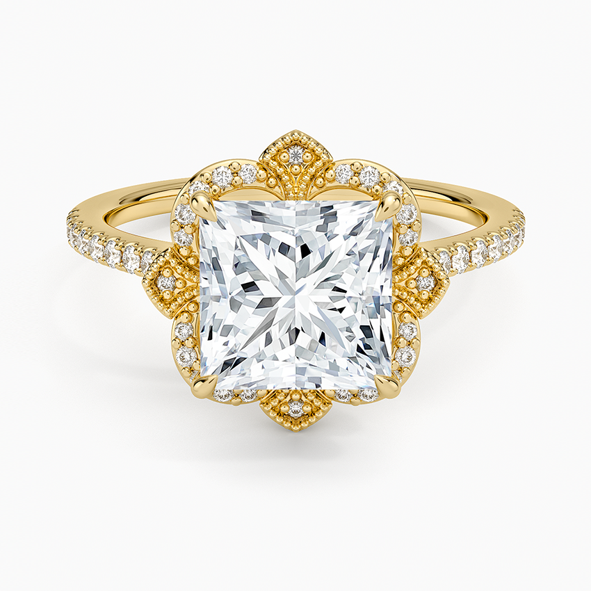 Reina Halo Diamond Ring - Princess Cut Center Stone