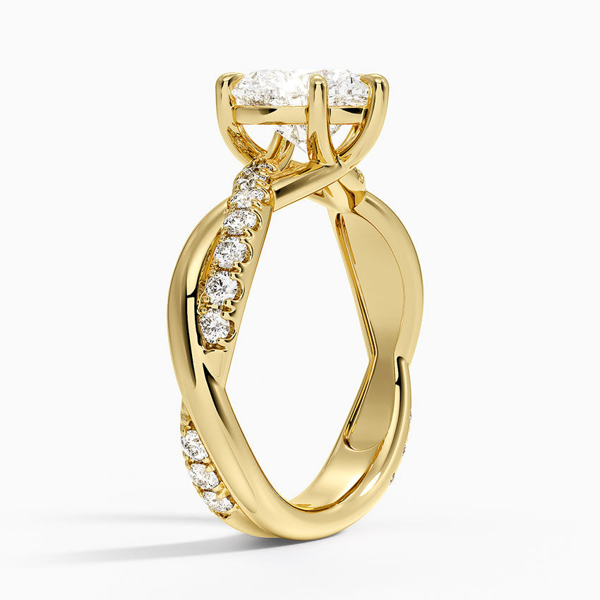 Cascade Twisted Diamond Ring - Heart Cut Center Stone