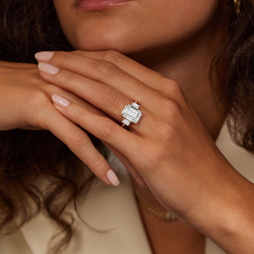 Luxe Rhiannon Three Stone Diamond Ring (3/4 ct. tw.) - Marquise Cut Center Stone