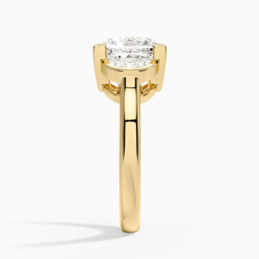 Half Moon Three Stone Bezel Diamond Ring (1/2 ct. tw.) - Princess Cut Center Stone