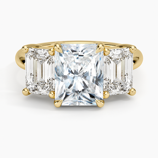 Luxe Rhiannon Three Stone Diamond Ring (1 1/10 ct. tw.) - Radiant Cut Center Stone