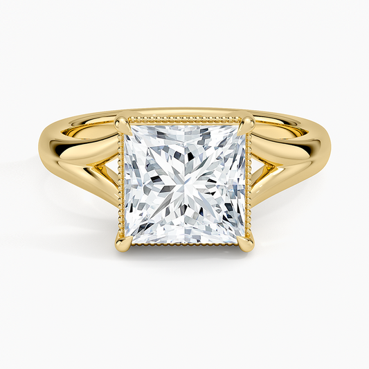 Cora Split Shank Solitaire Ring - Princess Cut Center Stone