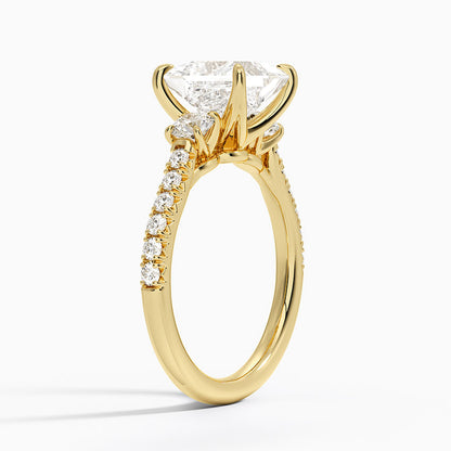 Amelie Three Stone Diamond Ring - Princess Cut Center Stone
