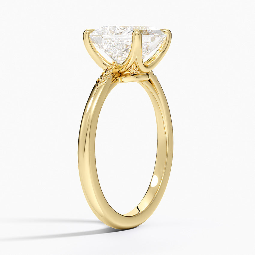 Laurel Engraved Ring - Princess Cut Center Stone