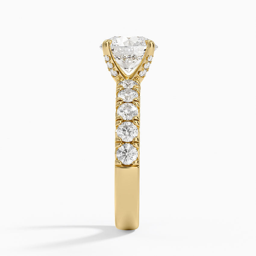 Ellora Half Coverage Diamond Ring - Round Center Stone