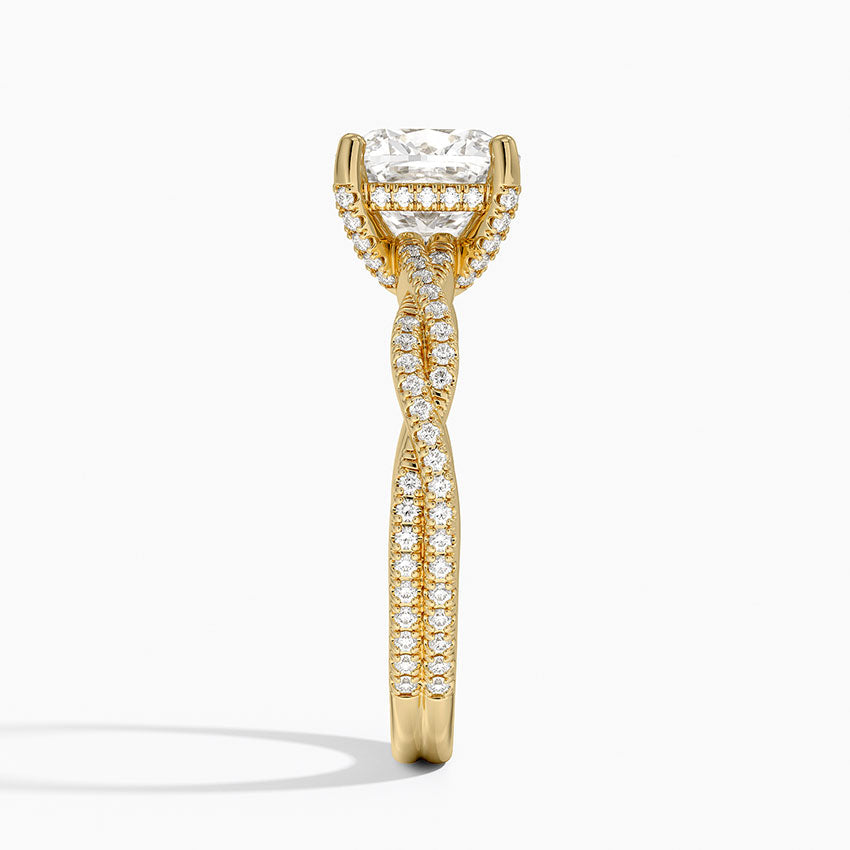 Adorned Luxe Petite Twisted Vine Diamond Ring - Cushion Cut Center Stone