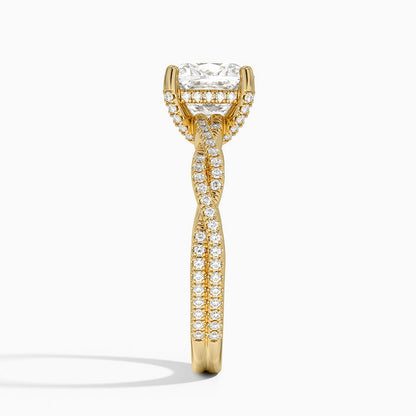 Adorned Luxe Petite Twisted Vine Diamond Ring - Cushion Cut Center Stone