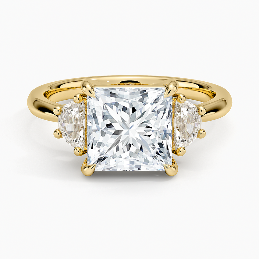 Half Moon Three Stone Diamond Ring (1/4 ct. tw.) - Princess Cut Center Stone