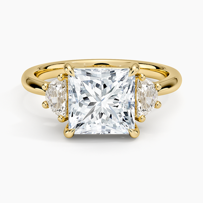 Half Moon Three Stone Diamond Ring (1/4 ct. tw.) - Princess Cut Center Stone