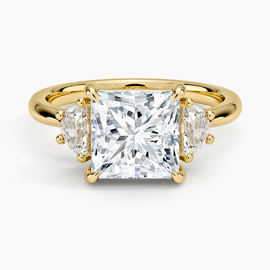 Half Moon Three Stone Diamond Ring (1/4 ct. tw.) - Princess Cut Center Stone