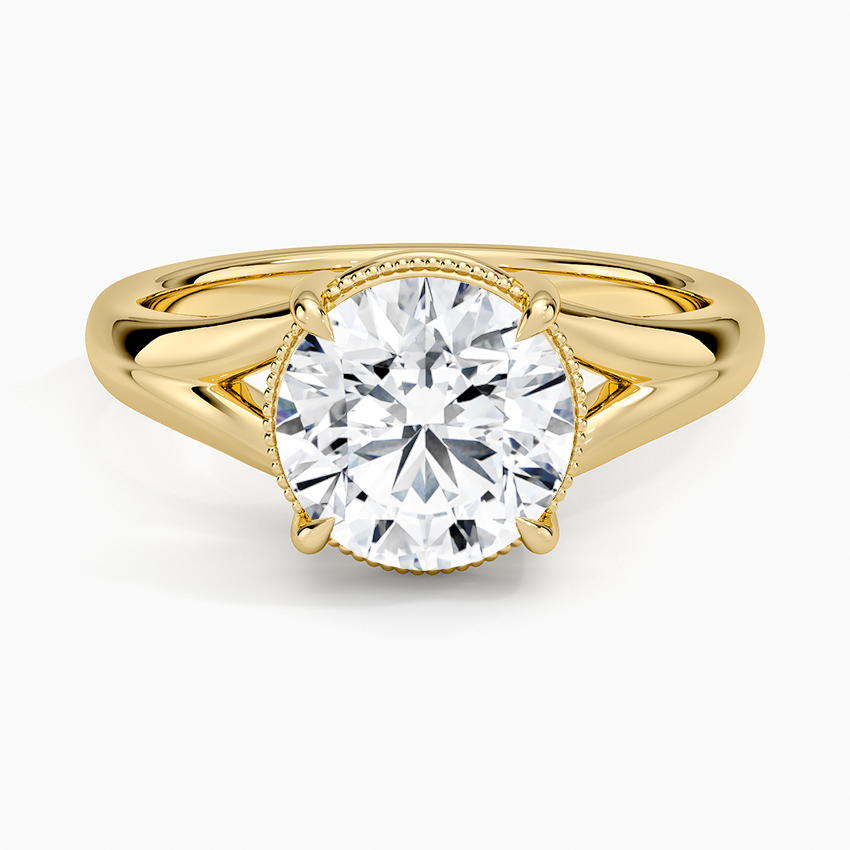 Cora Split Shank Solitaire Ring - Round Cut Center Stone