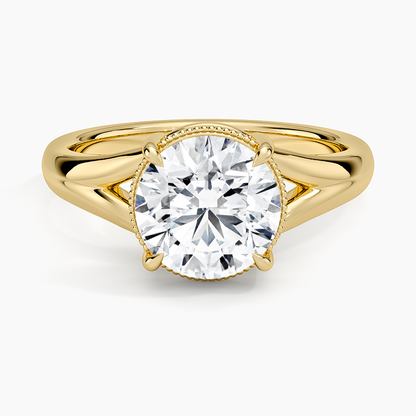 Cora Split Shank Solitaire Ring - Round Cut Center Stone