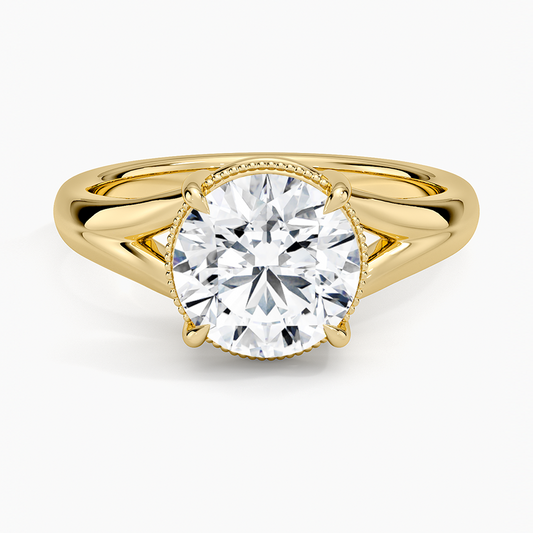 Cora Split Shank Solitaire Ring - Round Cut Center Stone