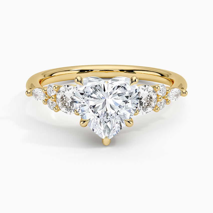 Nadia Three Stone Diamond Ring - Heart Center Stone