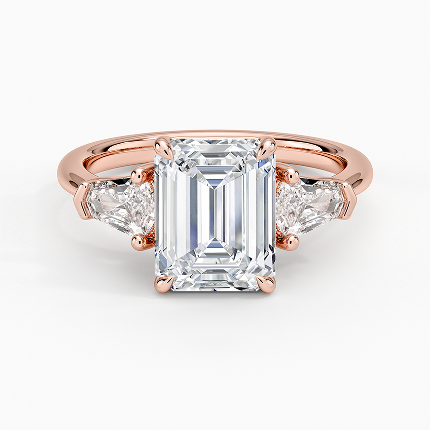 Shield Cut Three Stone Diamond Ring (1/2 ct. tw.) - Emerald Cut Center Stone