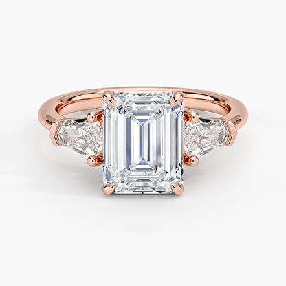Shield Cut Three Stone Diamond Ring (1/2 ct. tw.) - Emerald Cut Center Stone