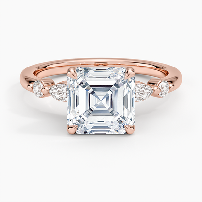 Versailles One-Quarter Coverage Diamond Ring - Asscher Cut Center Stone