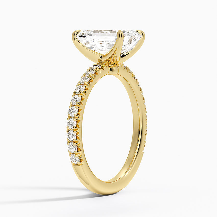 Amelie Three-Quarter Coverage Diamond Ring - Emerald Cut Center Stone