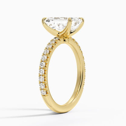 Amelie Three-Quarter Coverage Diamond Ring - Emerald Cut Center Stone