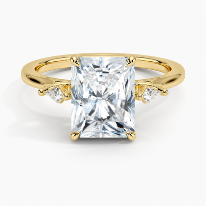 Petite Cometa Perfect Fit Three Stone Diamond Ring - Radiant Cut Center Stone