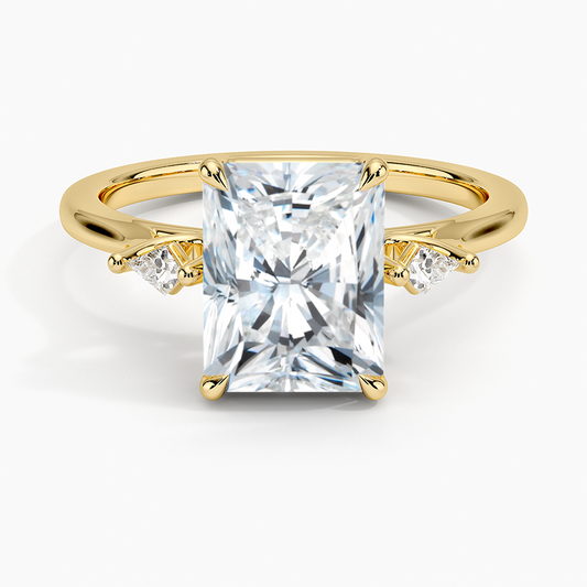 Petite Cometa Perfect Fit Three Stone Diamond Ring - Radiant Cut Center Stone