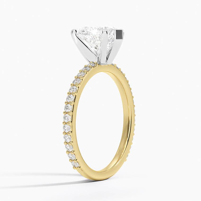 Petite Shared Prong Three-Quarter Coverage Diamond Ring (1/3 ct. tw.) - Heart Center Stone