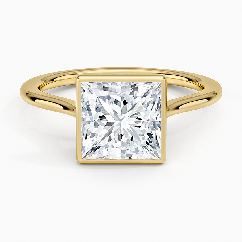 Petite Luna 1.5mm Bezel Ring - Princess Cut Center Stone
