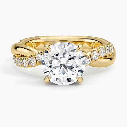 Cascade Twisted Diamond Ring - Round Cut Center Stone