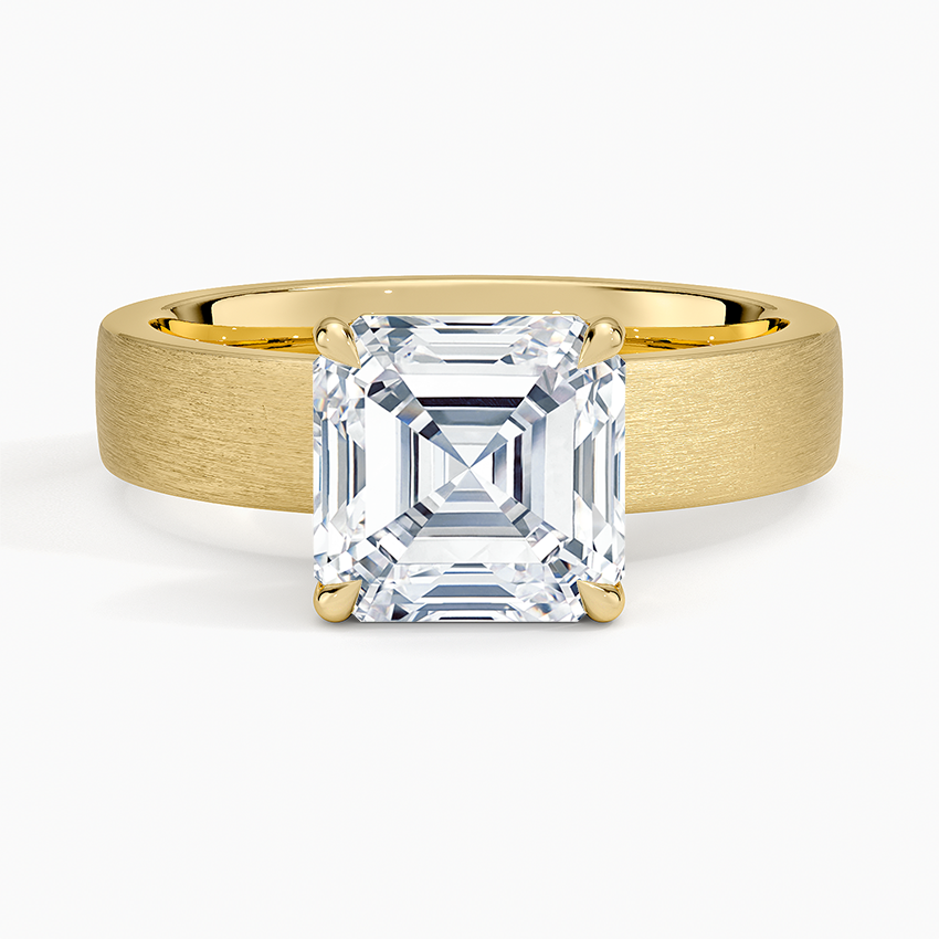 Peyton 4mm Satin Finish Solitaire Ring - Asscher Cut Center Stone