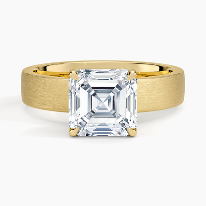 Peyton 4mm Satin Finish Solitaire Ring - Asscher Cut Center Stone