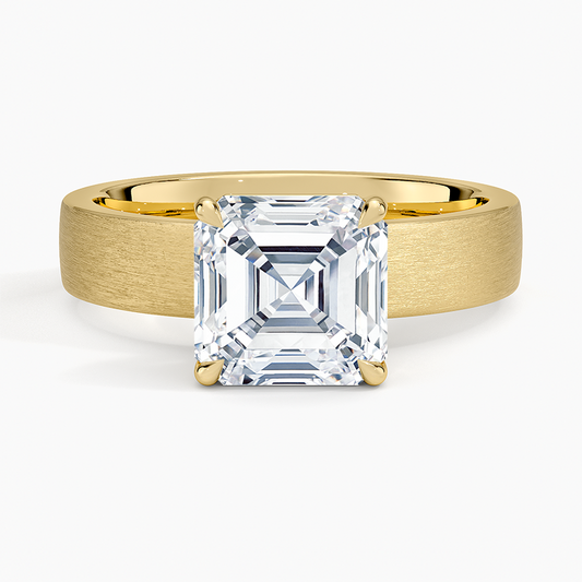 Peyton 4mm Satin Finish Solitaire Ring - Asscher Cut Center Stone
