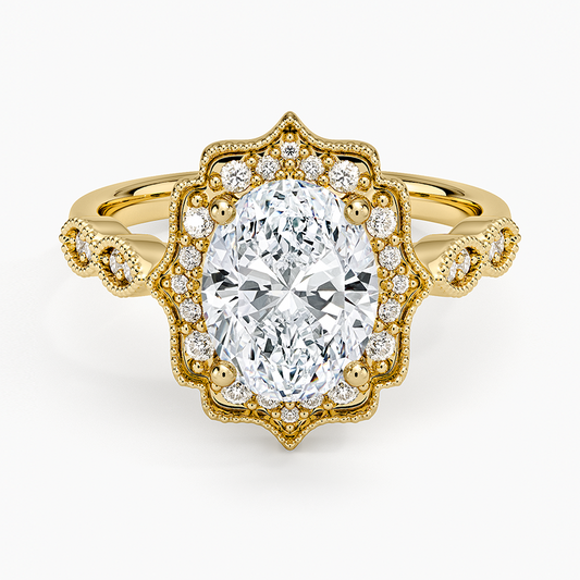 Cadenza Halo Diamond Ring - Oval Center Stone