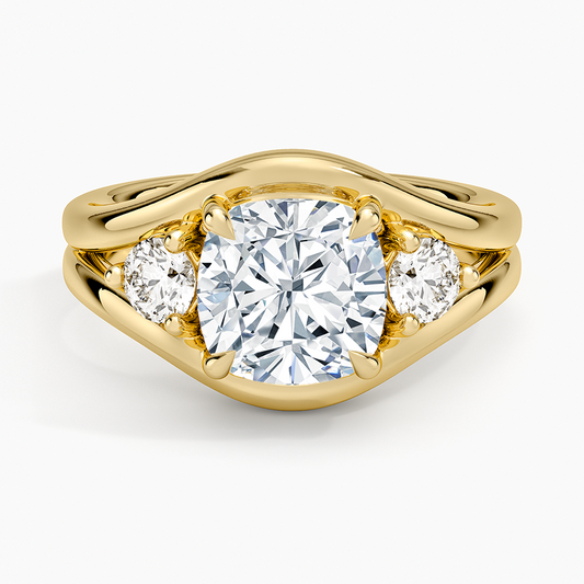 Frame Three Stone Diamond Ring (1/3 ct. tw.) - Cushion Cut Center Stone