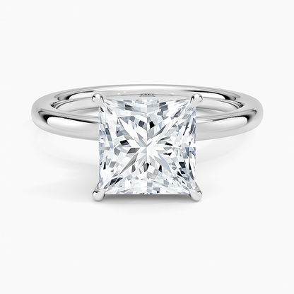 Secret Halo 2mm Diamond Ring - Princess Cut Center Stone