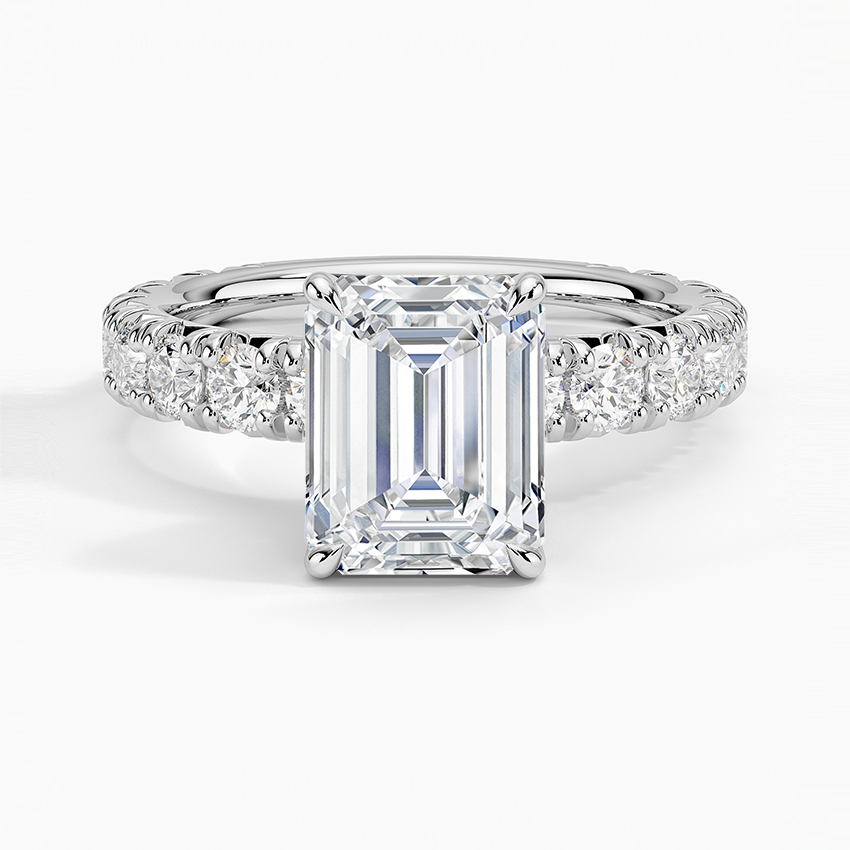 Ellora Three-Quarter Coverage Diamond Ring - Emerald Cut Center Stone