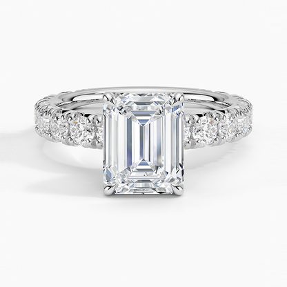 Ellora Three-Quarter Coverage Diamond Ring - Emerald Cut Center Stone
