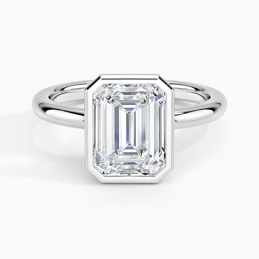 Julietta Bezel Solitaire Ring - Emerald Cut Center Stone
