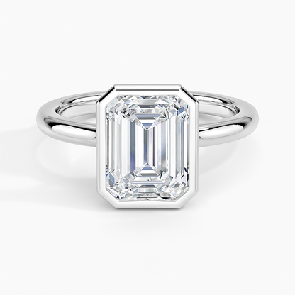 Julietta Bezel Solitaire Ring - Emerald Cut Center Stone