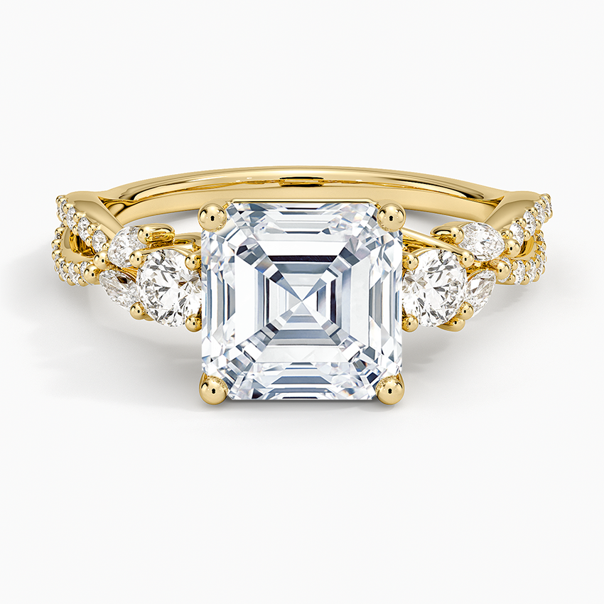 Luxe Willow Three Stone Diamond Ring (1/2 ct. tw.) - Asscher Cut Center Stone