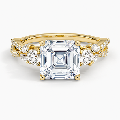 Luxe Willow Three Stone Diamond Ring (1/2 ct. tw.) - Asscher Cut Center Stone