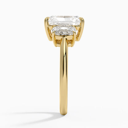 Luxe Faye Elongated Cushion Three Stone Diamond Ring (1 ct. tw.) - Radiant Cut Center Stone