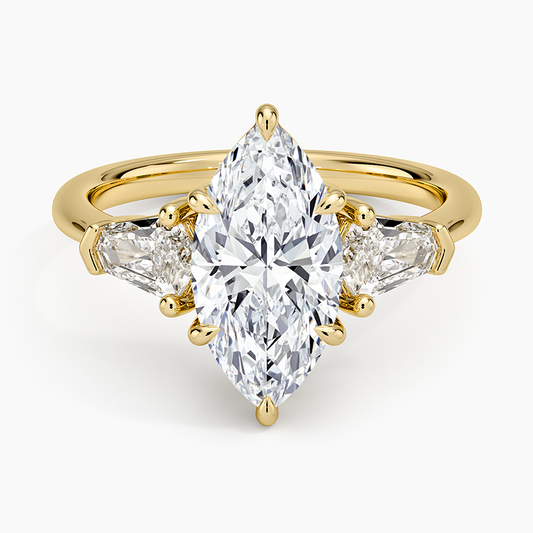Shield Cut Three Stone Diamond Ring (1/2 ct. tw.) - Marquise Center Stone