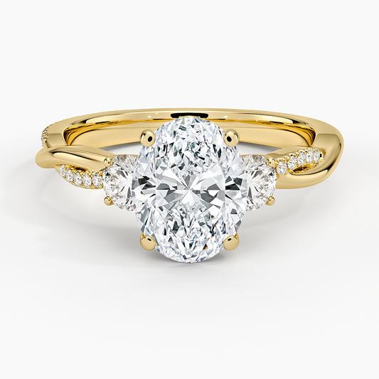Petite Twisted Vine Three Stone Diamond Ring (2/5 ct. tw.) - Oval Center Stone