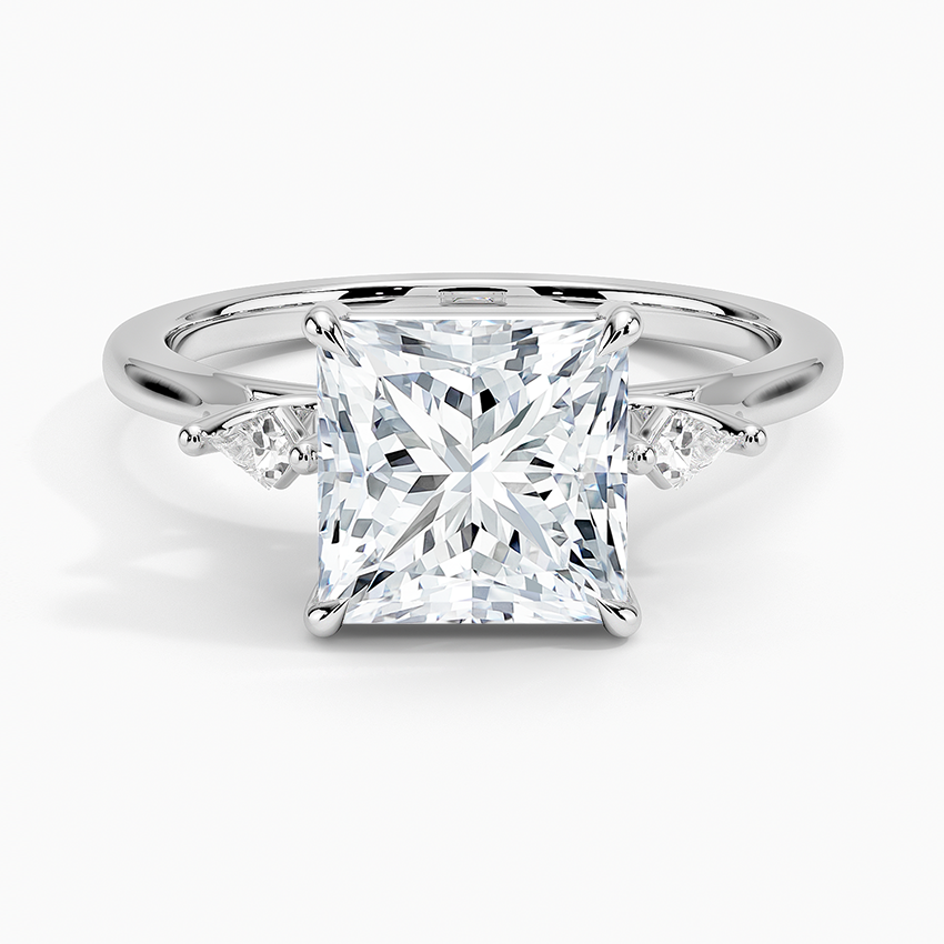 Petite Cometa Perfect Fit Three Stone Diamond Ring - Princess Cut Center Stone