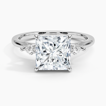 Petite Cometa Perfect Fit Three Stone Diamond Ring - Princess Cut Center Stone