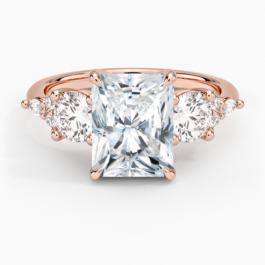 Luxe Nadia Three Stone Diamond Ring - Radiant Cut Center Stone