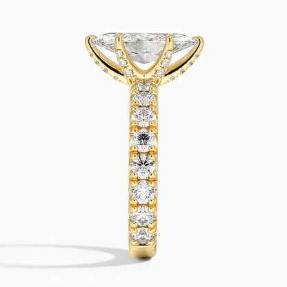 Ellora Three-Quarter Coverage Diamond Ring - Marquise Center Stone
