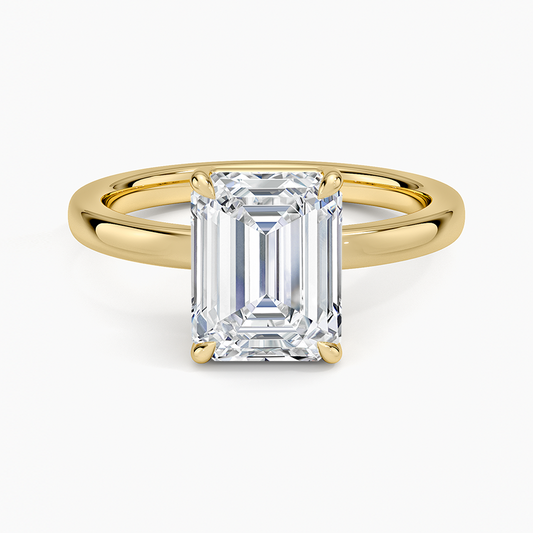 Dara Low-Profile Solitaire Ring - Emerald Cut Center Stone