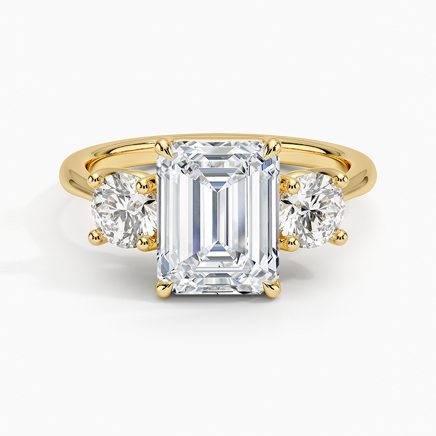 Luxe Selene Three Stone Diamond Ring (2/3 ct. tw.) - Emerald Cut Center Stone