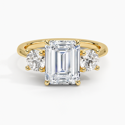 Luxe Selene Three Stone Diamond Ring (2/3 ct. tw.) - Emerald Cut Center Stone